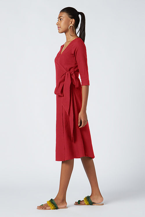 Buy Okhai Scarlett Red Pure Cotton Wrap ...